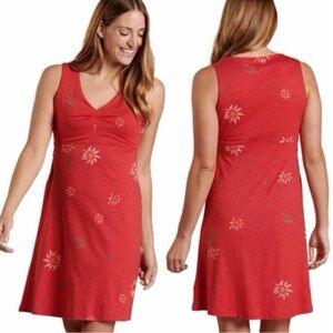 NWOT Toad&Co RRosemarie Organic Cotton Dress, Red, Daisy Print, Like New, Sz S